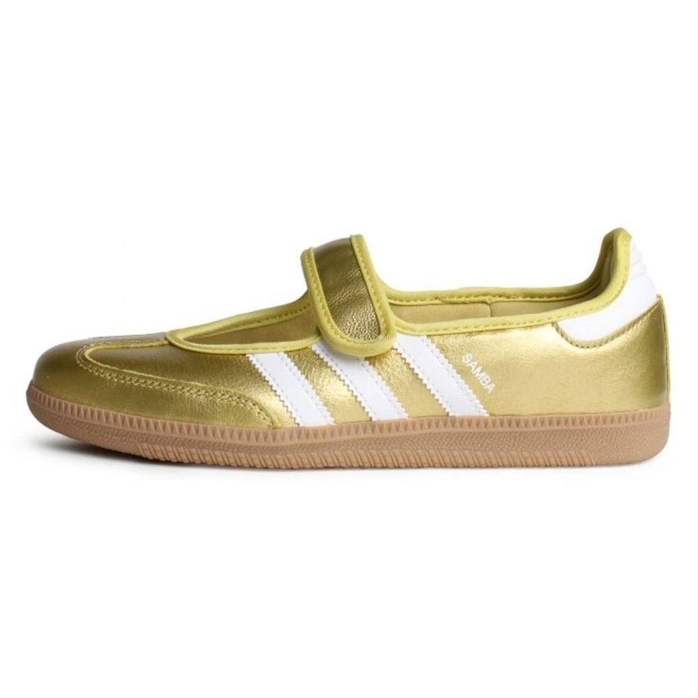 adidas Samba Jane Womens Size 7 Gold Metallic White Shoes IH6599 NEW - Picture 3 of 5
